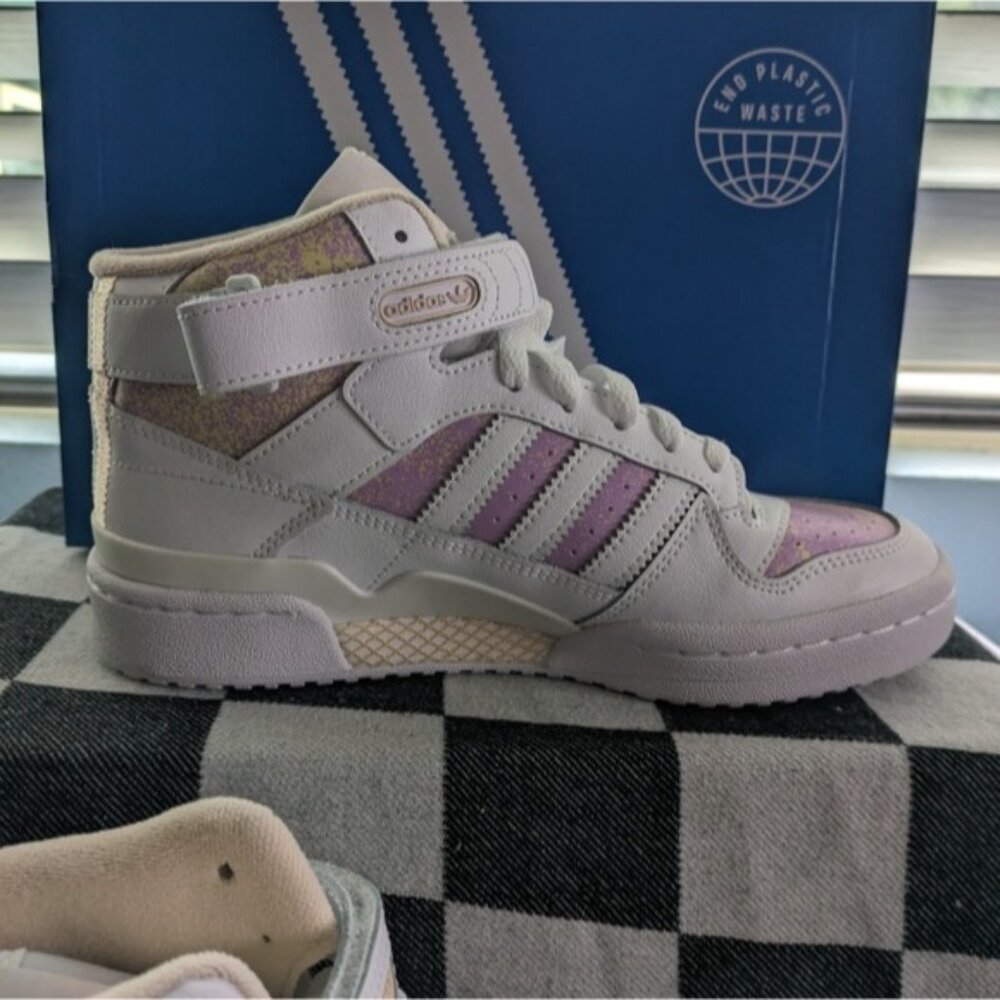 Adidas Women's Forum Mid Originals White Yellow Pink HP3013 Strap Pastel 032026 - Picture 4 of 14